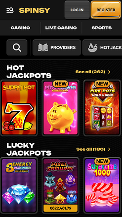 Spinsy Casino Mobile Jackpot