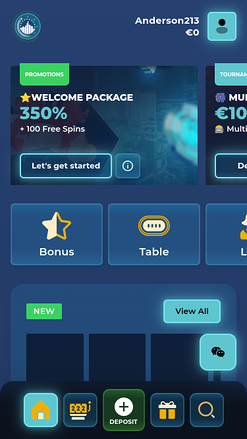 Page d'accueil mobile du casino Spintropolis