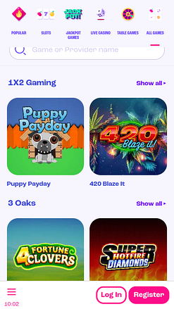 Desarrolladores de juegos móviles de Spinz Casino