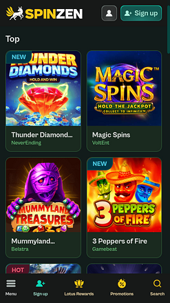 Jeux mobiles de casino Spinzen
