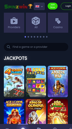 SpinzWin Casino Mobile Jackpot