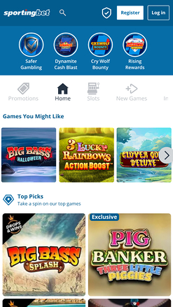 Sportingbet Casino Mobile Homepage