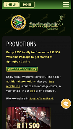 Promoções do Springbok Casino para dispositivos móveis