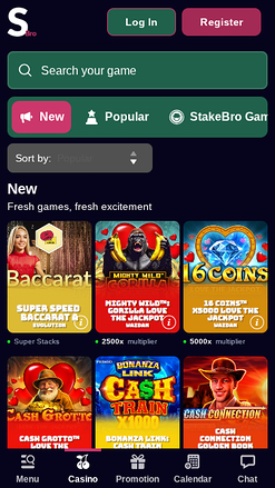 Games screenshot of Stakebro Casino for Mobile