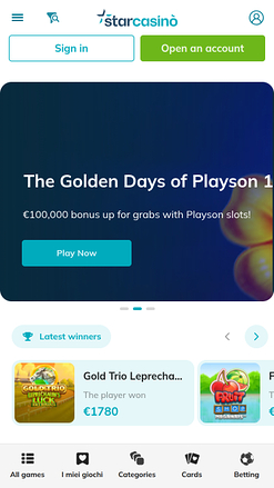 Star Casino Mobile Homepage