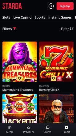 Starda Casino Mobile Games