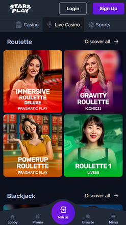 Casino StarsPlay avec croupiers en direct