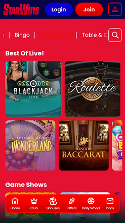 Starwins Casino Mobile Live Dealer