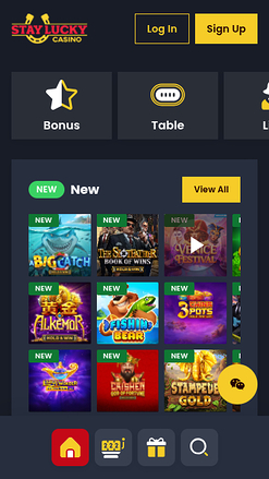 Page d'accueil mobile de Stay Lucky Casino