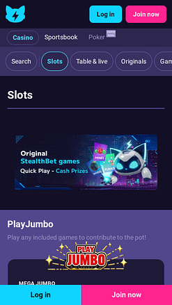 Screenshot del gioco per dispositivi mobili di StealthBet Casino