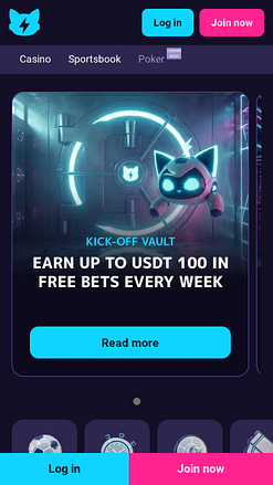 Screenshot della homepage mobile di StealthBet Casino
