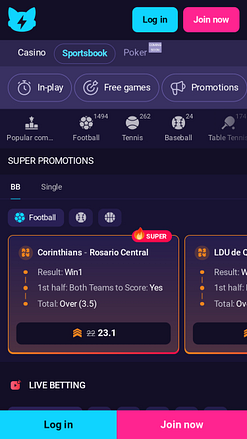 Screenshot sportivo di StealthBet Casino