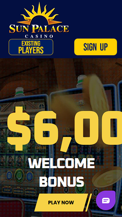 Page d'accueil mobile de Sun Palace Casino