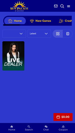 Croupier en direct mobile de Sun Palace Casino