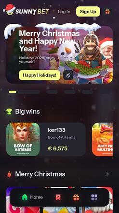 Sunnybet Casino Homepage Mobil