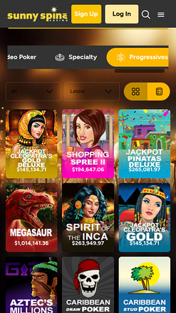 Sunnyspins Casino Mobile Jackpot
