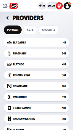 Développeurs de jeux mobiles de Supabet Casino