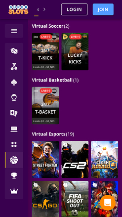 Deportes virtuales móviles de Super Slots Casino
