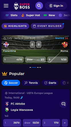 Мобильные виды спорта SuperBoss Casino