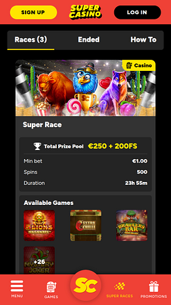 SuperCasino Mobile Super Races Tournaments