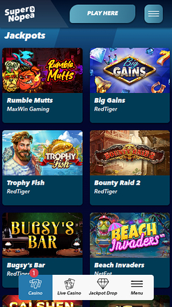Jackpot mobile de SuperNopea Casino