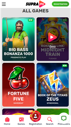 Мобильные игры SupraPlay Casino