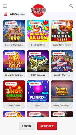 Jeux mobiles de Sushi Casino