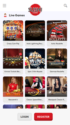 Croupier en direct mobile de Sushi Casino