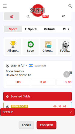 Sports mobiles de Sushi Casino