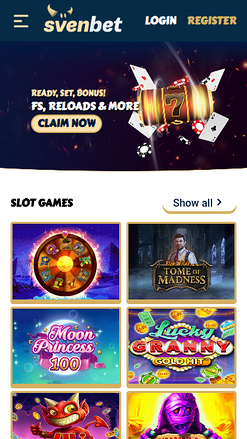Svenbet Casino Mobile Homepage