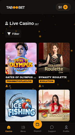 TabooBet Casino Mobile Live Dealer