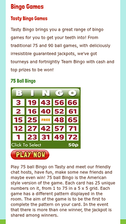 Jeux mobiles de Tasty Bingo