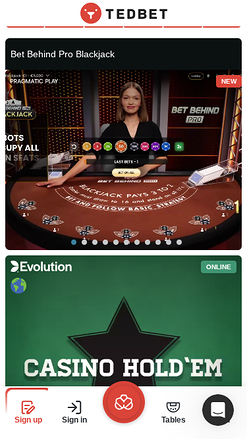 Croupier en direct mobile de TedBet Casino