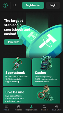 Tether Bet Casino mobile Startseite