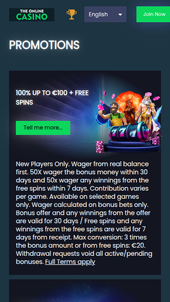 Promociones móviles de The Online Casino