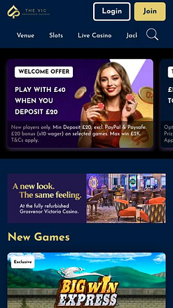 Мобильная версия сайта Vic Casino