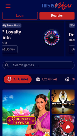 Page d'accueil mobile de This Is Vegas