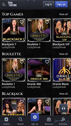 Live-Screenshot der mobilen Webseite von Thorfortune Casino