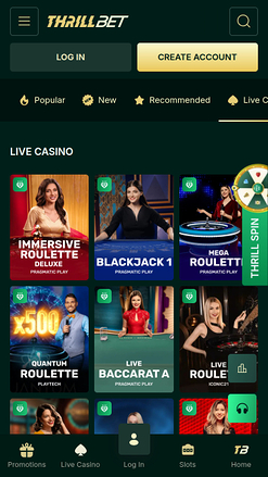 Thrillbet Casino Mobile Live Dealer