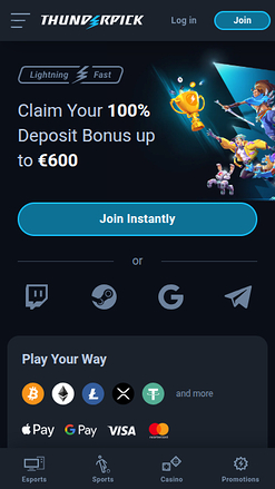 ThunderPick Casino mobile Startseite