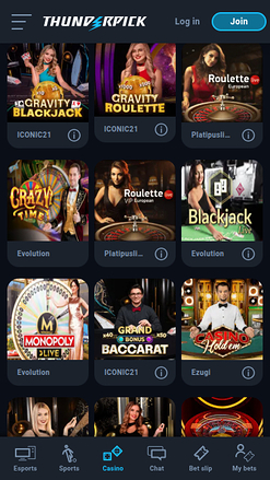 ThunderPick Casino mobile Live-Dealer