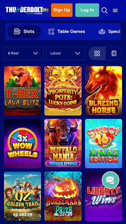 Jeux mobiles de Thunderbolt Casino