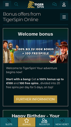 Bonus mobile di TigerSpin Casino