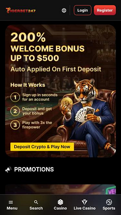 Мобильная версия сайта казино TigerBet247