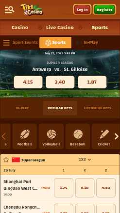 Deportes móviles de Tiki Casino