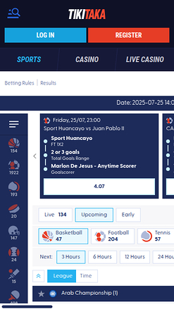 Sports mobiles de Tikitaka Casino