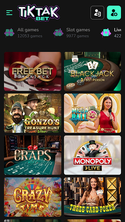 TikTak Bet Casino mobiler Live-Dealer