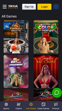 Casino mobile TikTok avec croupier en direct