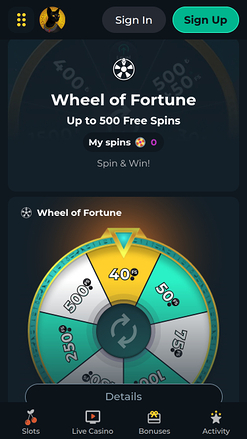 TombRiches Casino Mobile Wheel