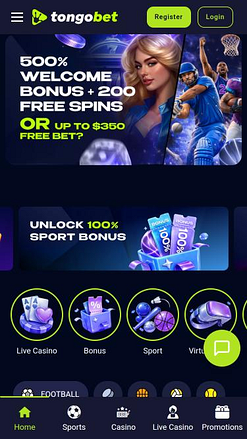 Мобильная домашняя страница TongoBet Casino